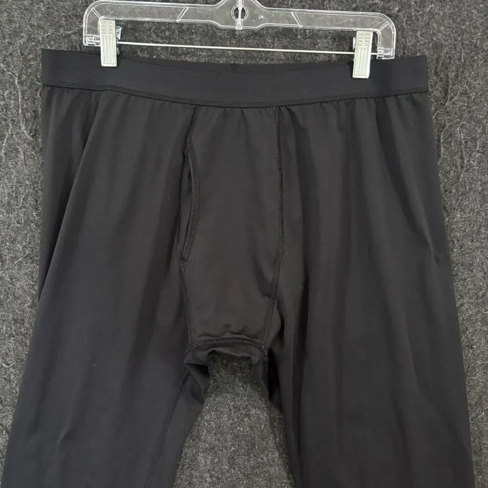 Duluth Trading Co Devil Track Fleece Base Layer Pants Men's XLx32 Black Stretch